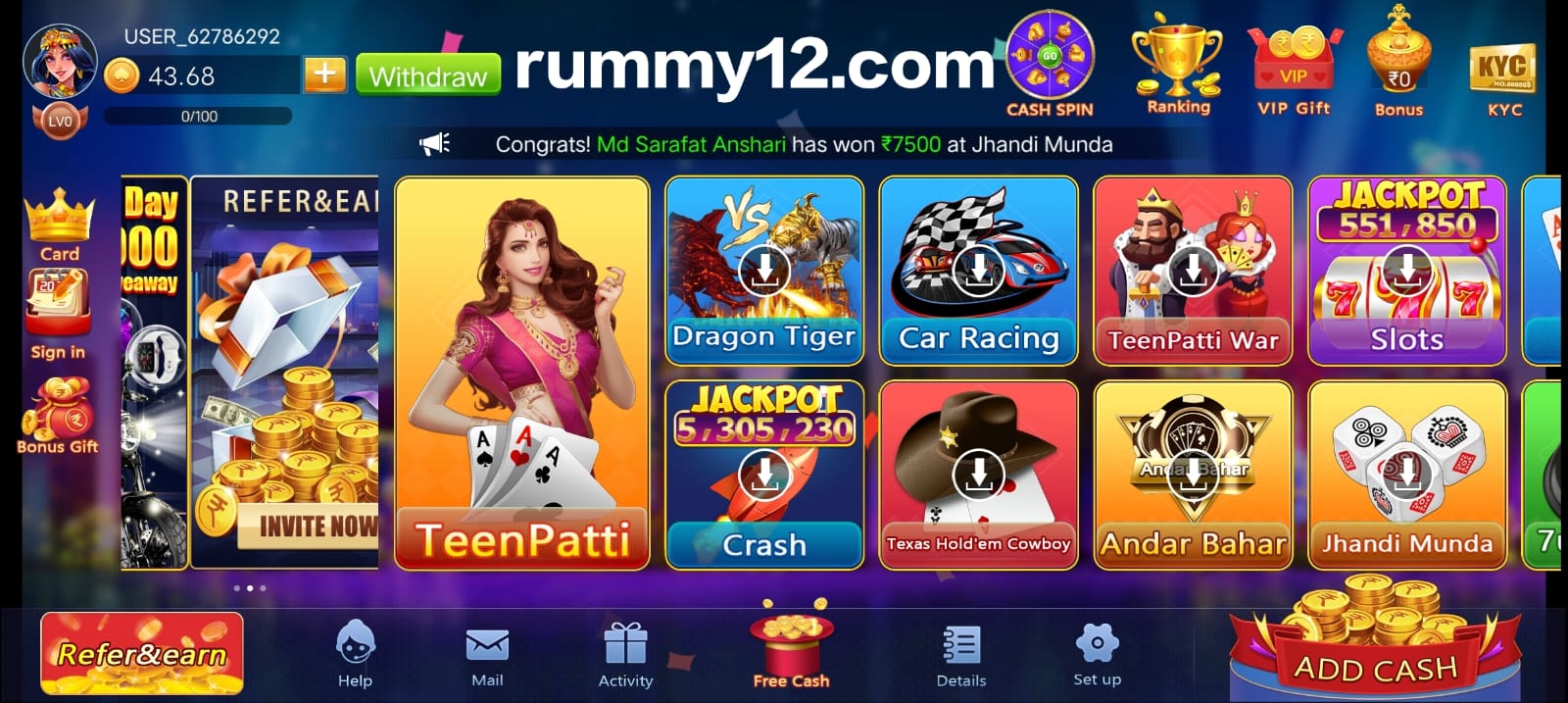 List Of Available All Teen Patti BoBo Real Cash Games