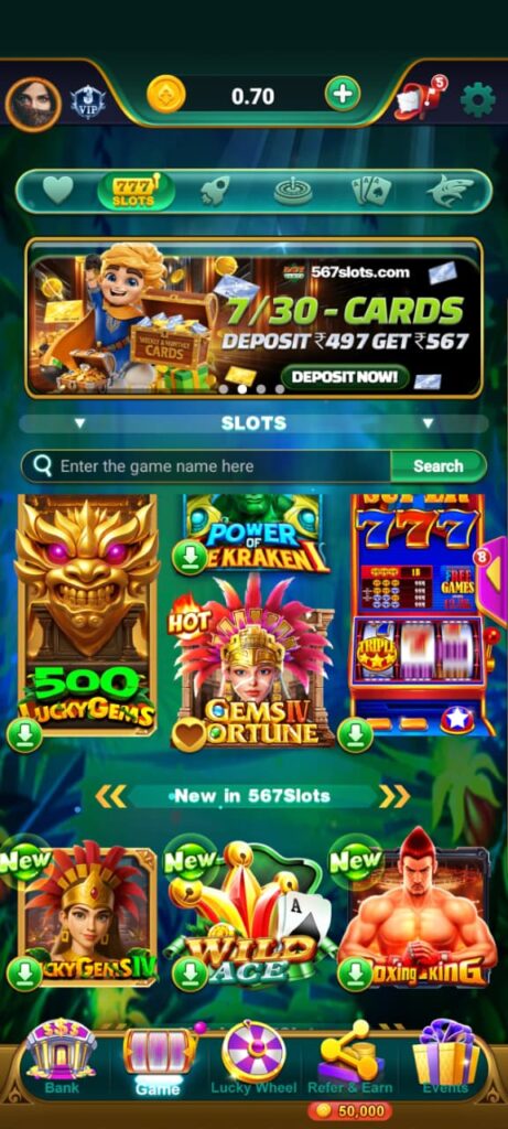 Available Games on 567Slots Apk